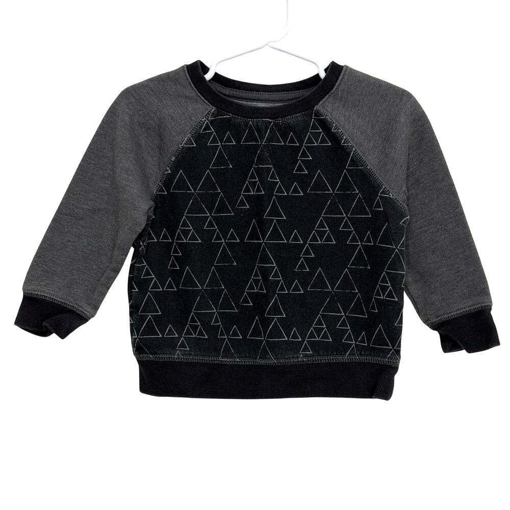 Cat & Jack Black Gray Triangle Raglan Pullover Sweatshirt Size 18 Months